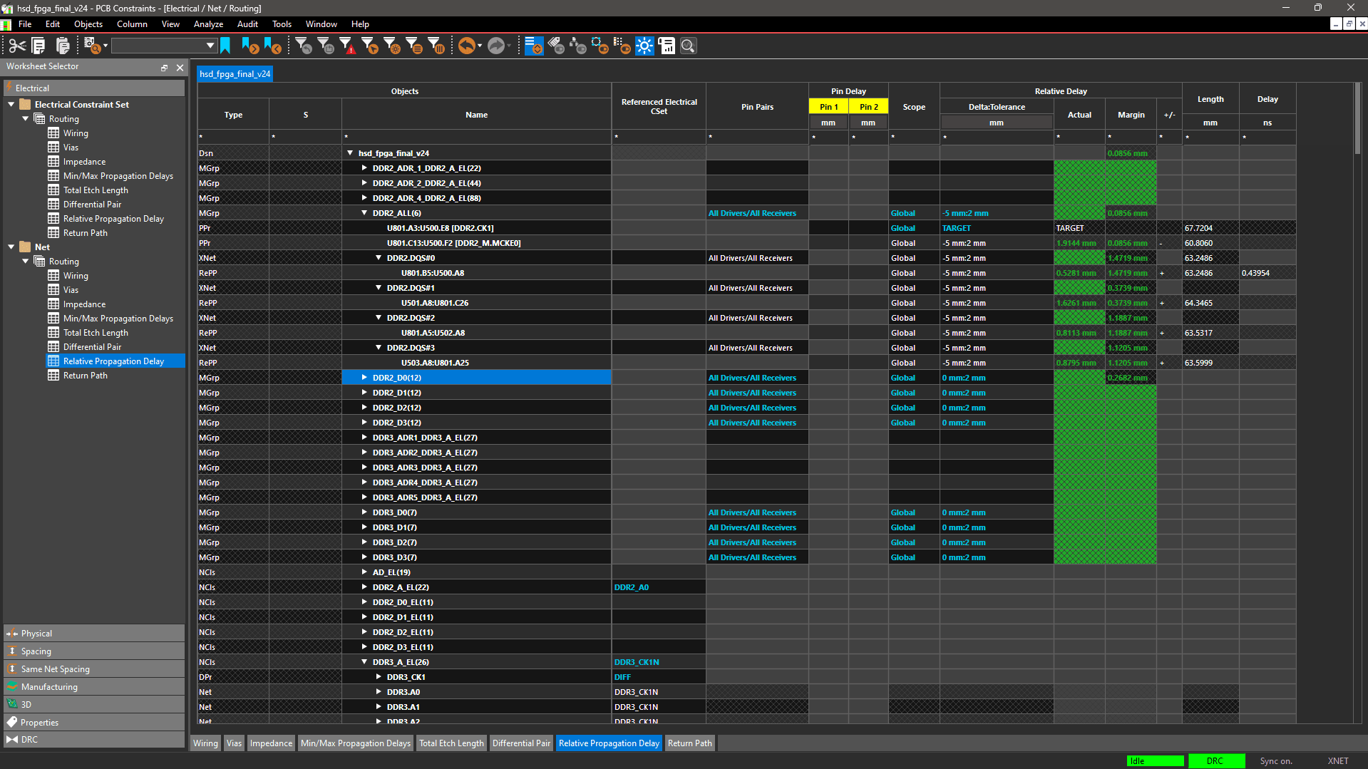 Screenshot of the OrCAD X Constraint Manager is