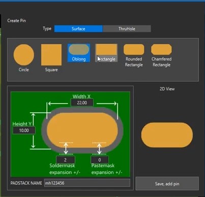 Screenshot of OrCAD X footprint wizard