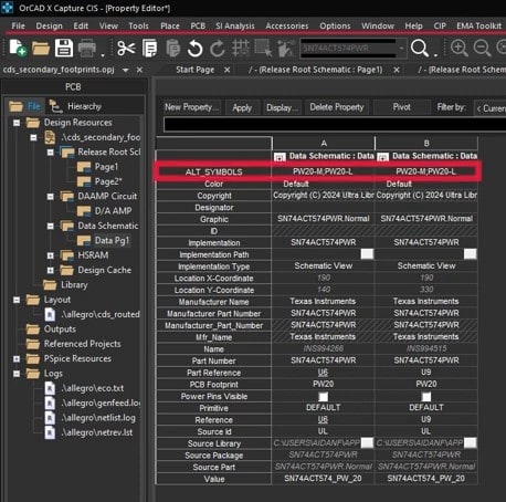 Setting alternate footprints in OrCAD X Capture