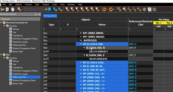 Linking your differential pair object to an electrical CSet for electrical constraints