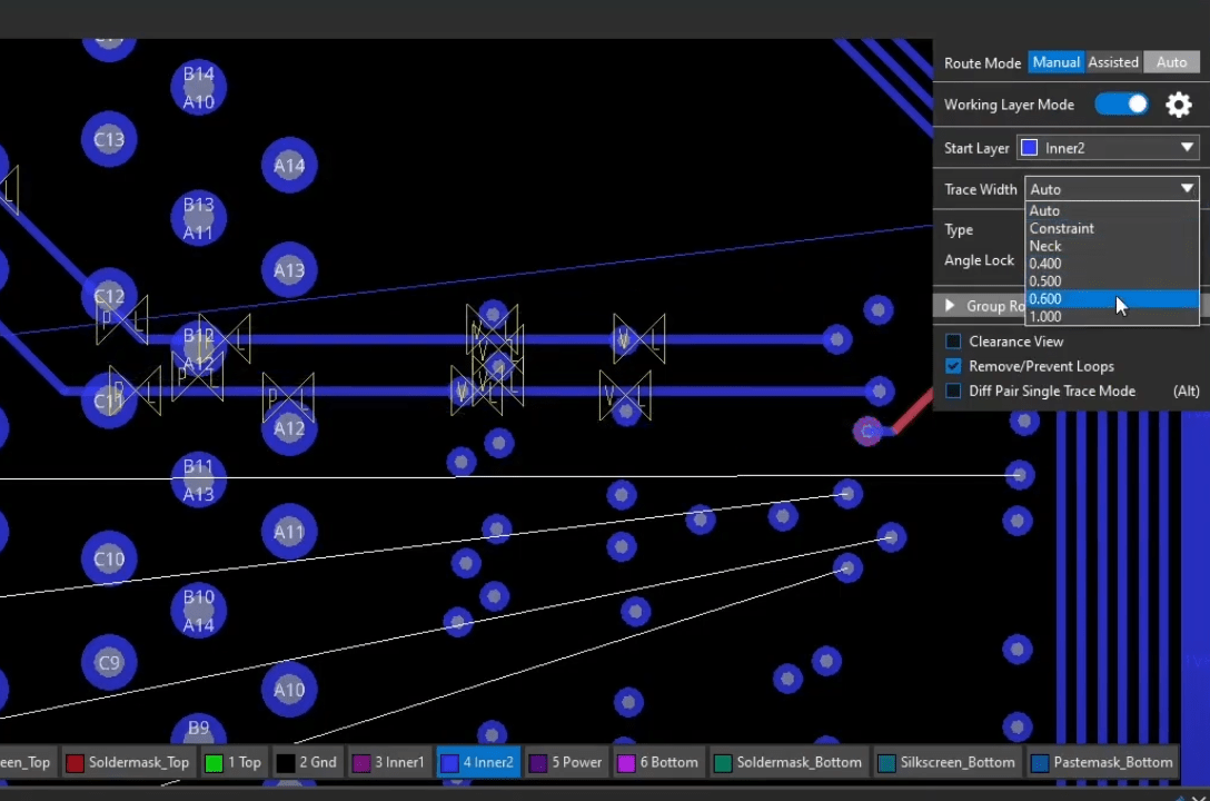 Trace Width Option when Routing in OrCAD X