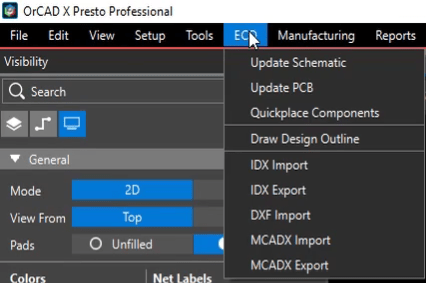 Import/Export between ECAD/MCAD