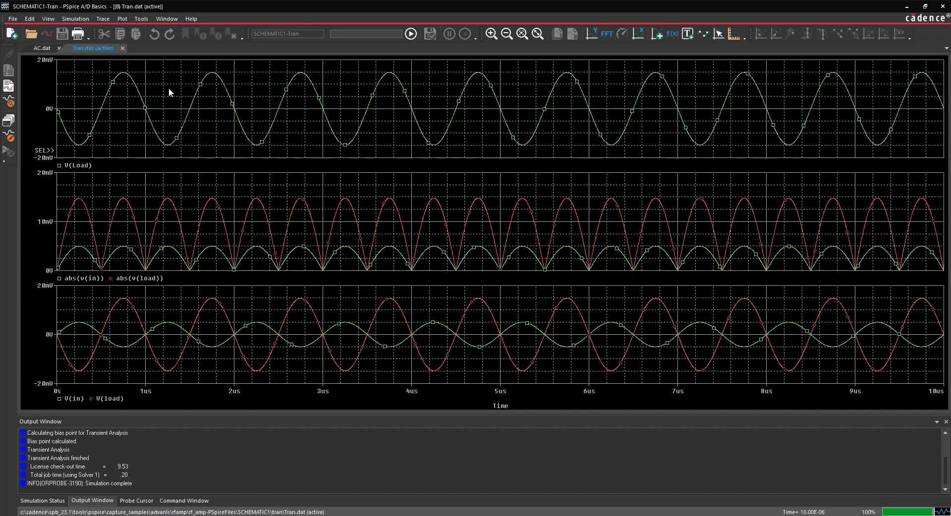 PSpice simulation tool being utilized in OrCAD X Capture