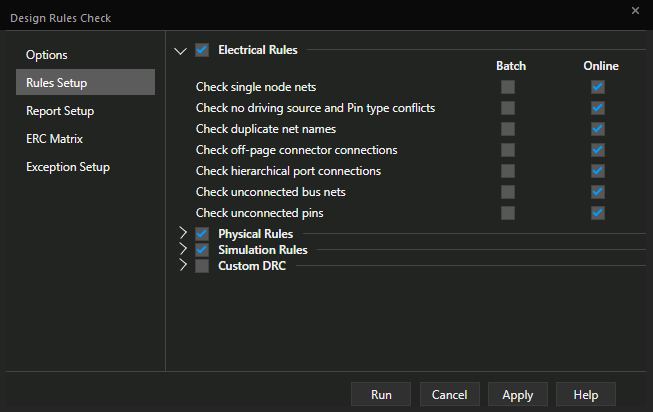 Window of the OrCAD software showcasing automatic analysis tools.