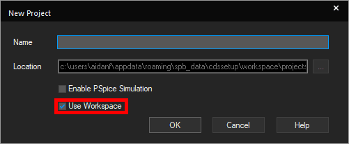 New project creation in OrCAD X Workspace