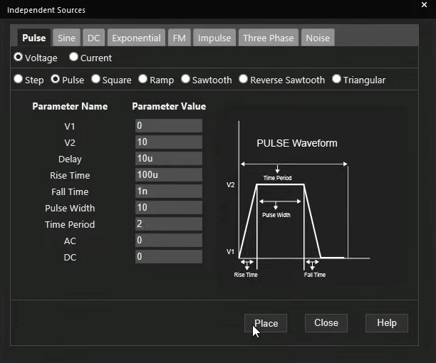 Source Modeling Application Panel