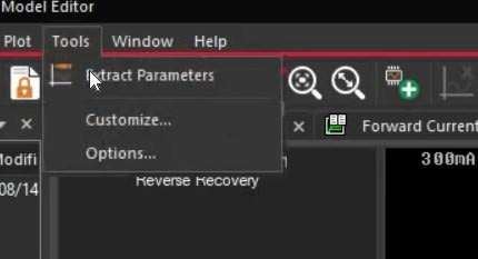Tools > Extract parameters in PSpice