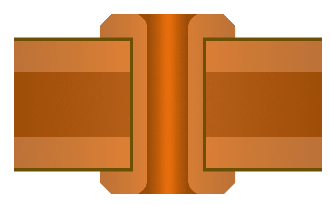 Cross-section of a button plated PTH 