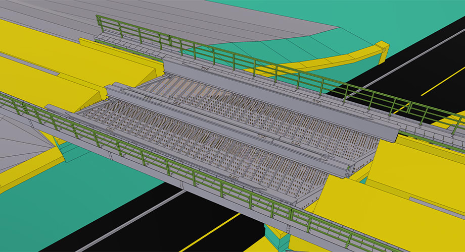 Barkston Ash rail bridge 3D model detailed in Tekla Structures