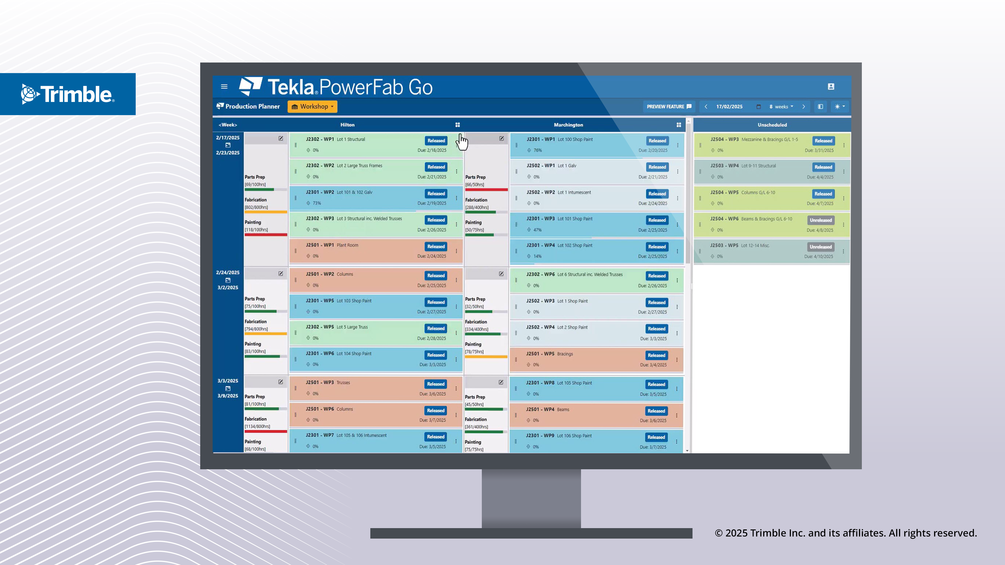 Interactive Production Planner in Tekla PowerFab 2025