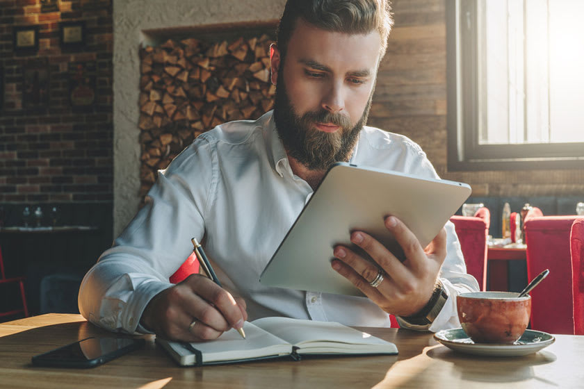 Young CFO working in between college classes