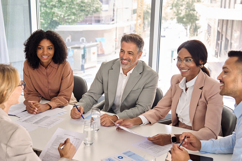 executive meeting to address gender imbalance in finance and accounting company