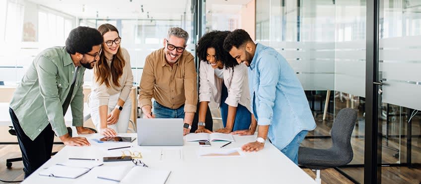 busy leaders from different companies sharing productivity tips