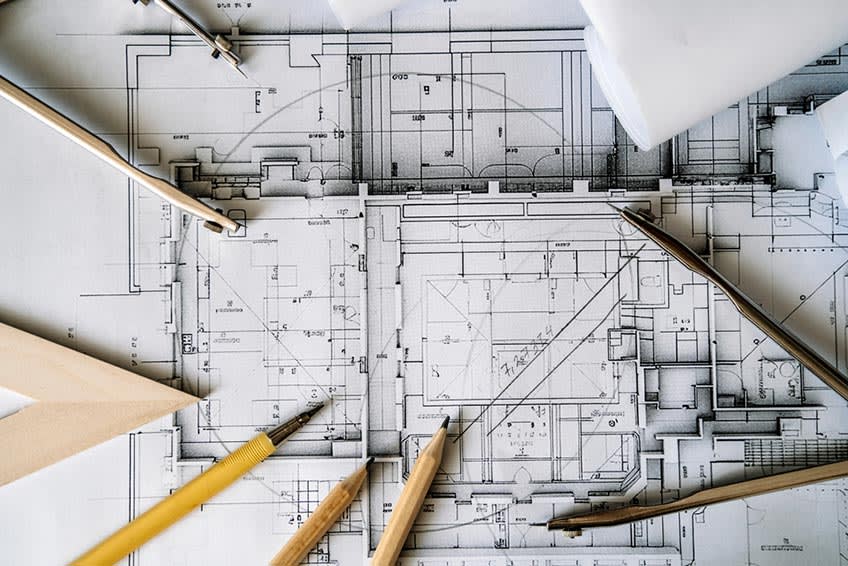 Outsourced autoCAD construction design and plan on table