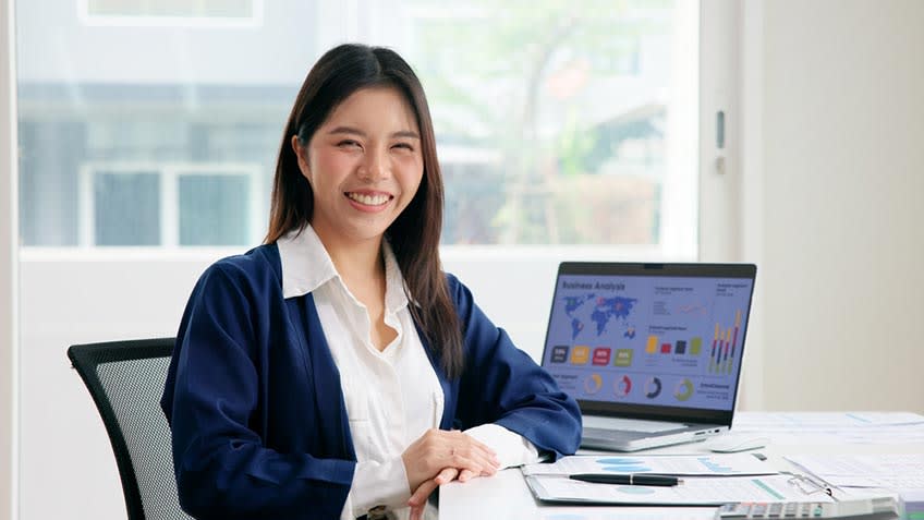 Finance and accounting provider representative preparing industry report