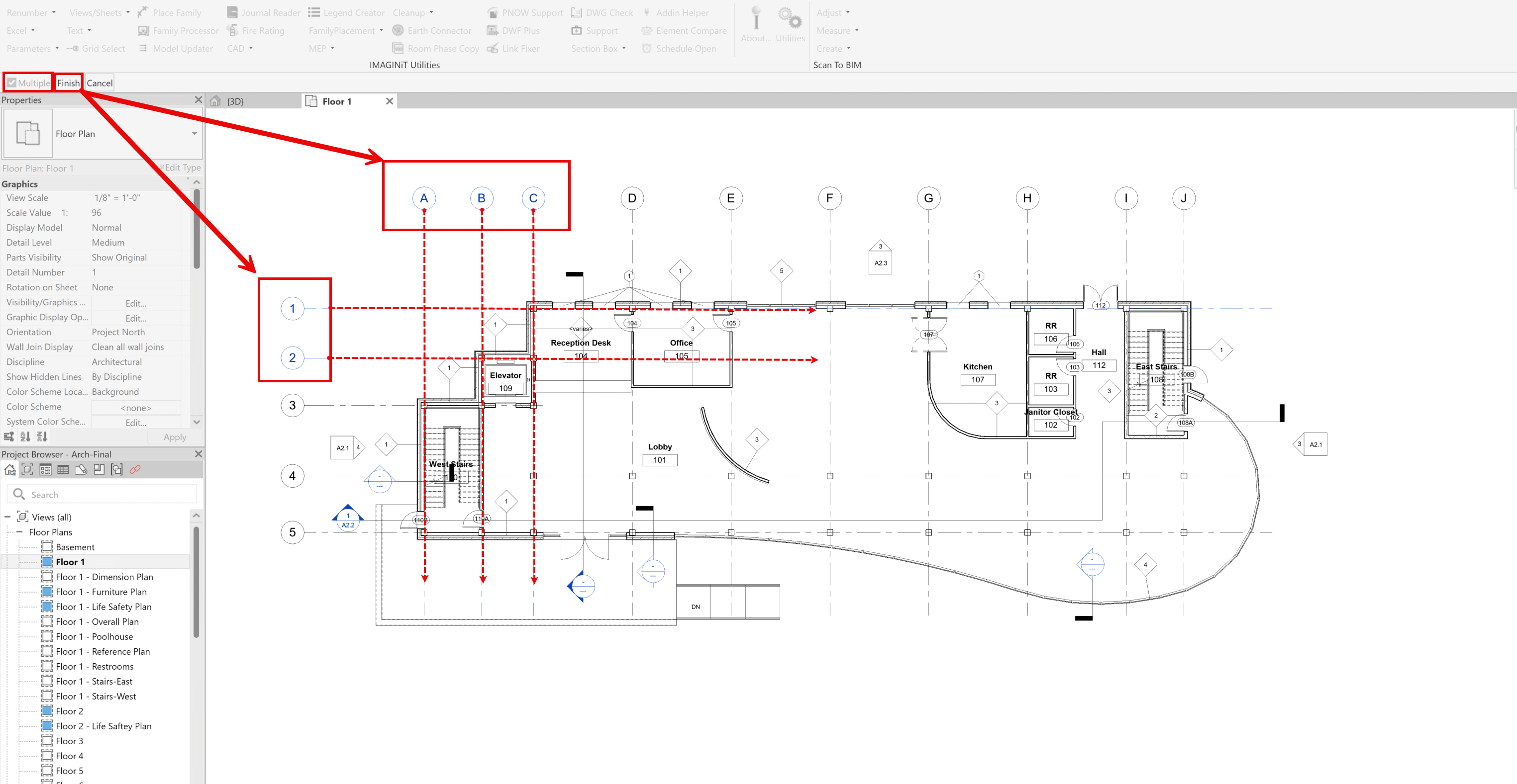 IMAGINiT Utilities for Revit: Grid Select