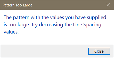 Pattern too large Pattern too large