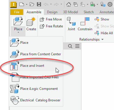 Insert Tool Inventor “Place and Insert” All at Once: A New Inventor Assembly Command!