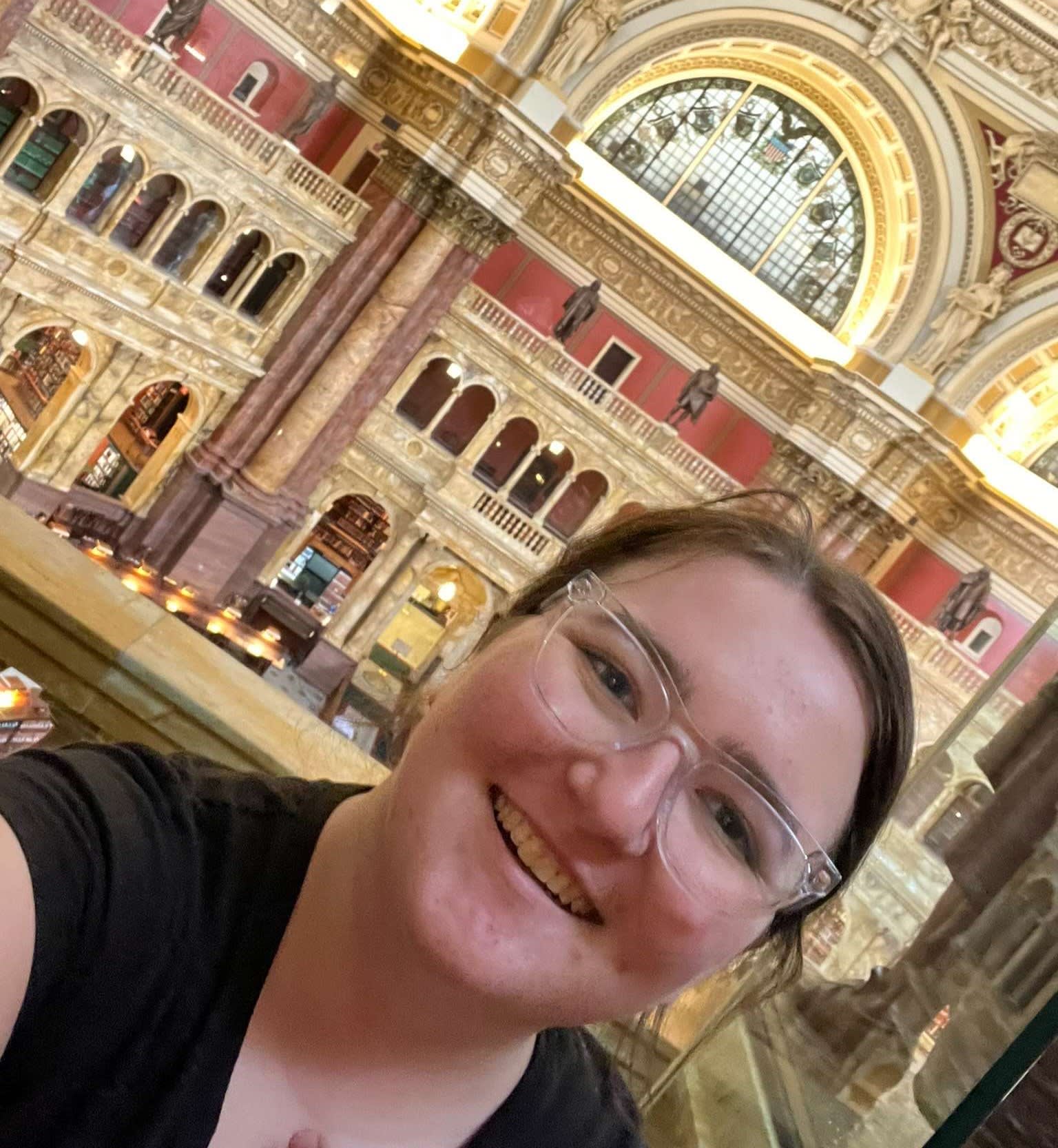 Adriana DeMercurio, SAMHSA intern, at the Library of Congress in Washington, DC