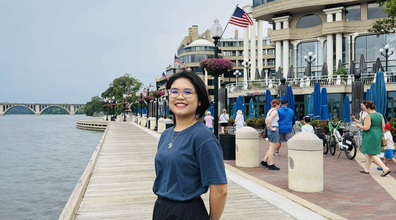 Vy Tran on the banks of the Potomac River in Washington, D.C.