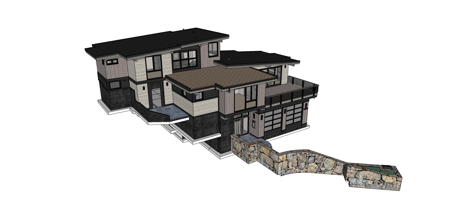 Screenshot of a residential architectural model shown in SketchUp