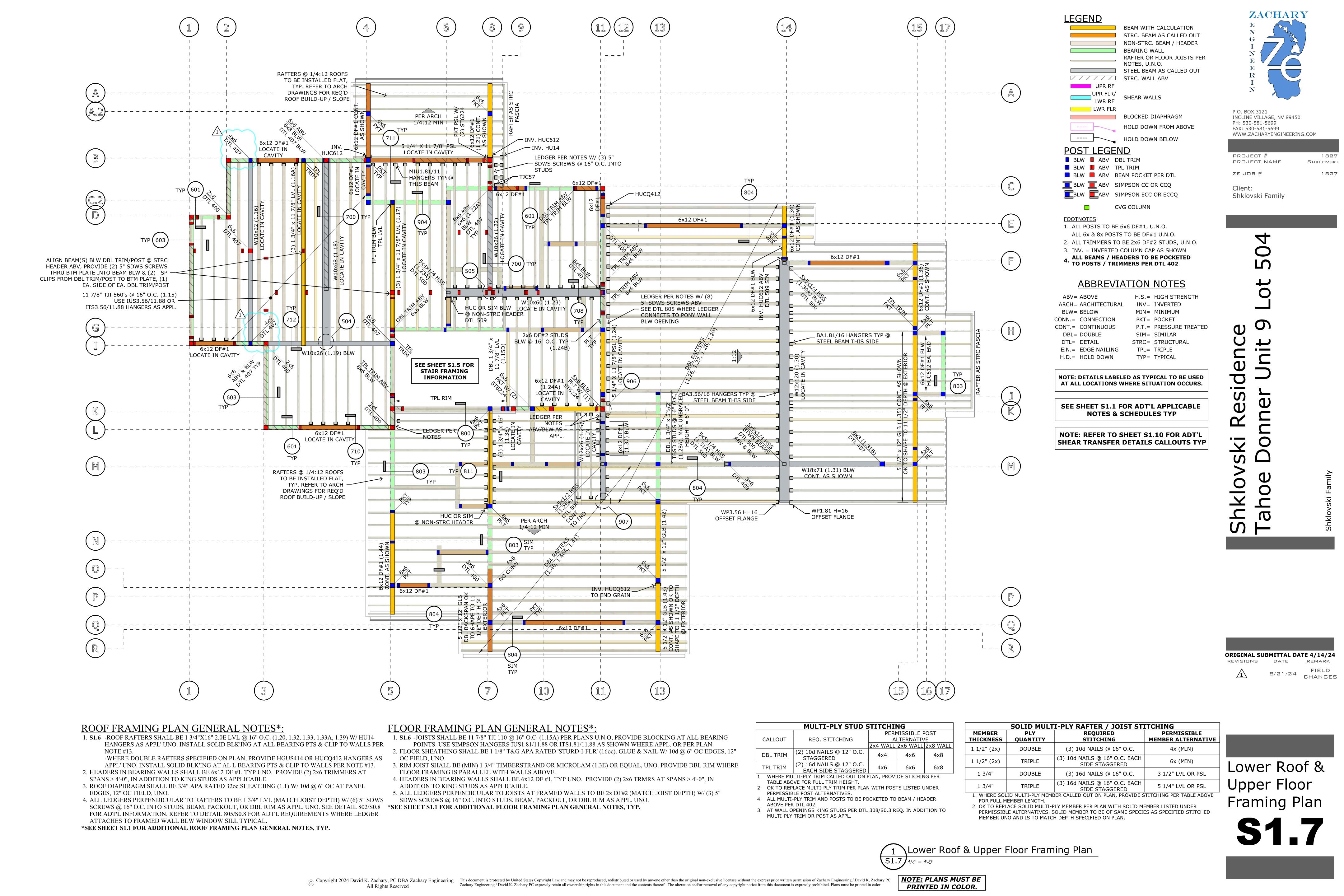 Zachary Engineering’s structural plans for a residential building