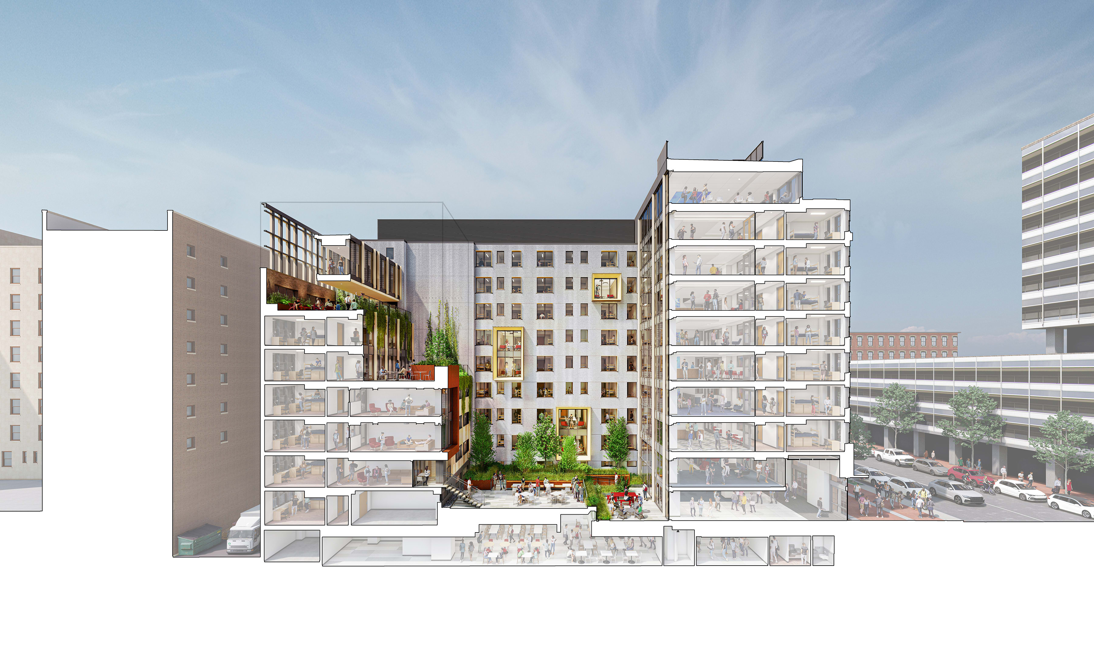Screenshot of Thurston Hall rendering in SketchUp