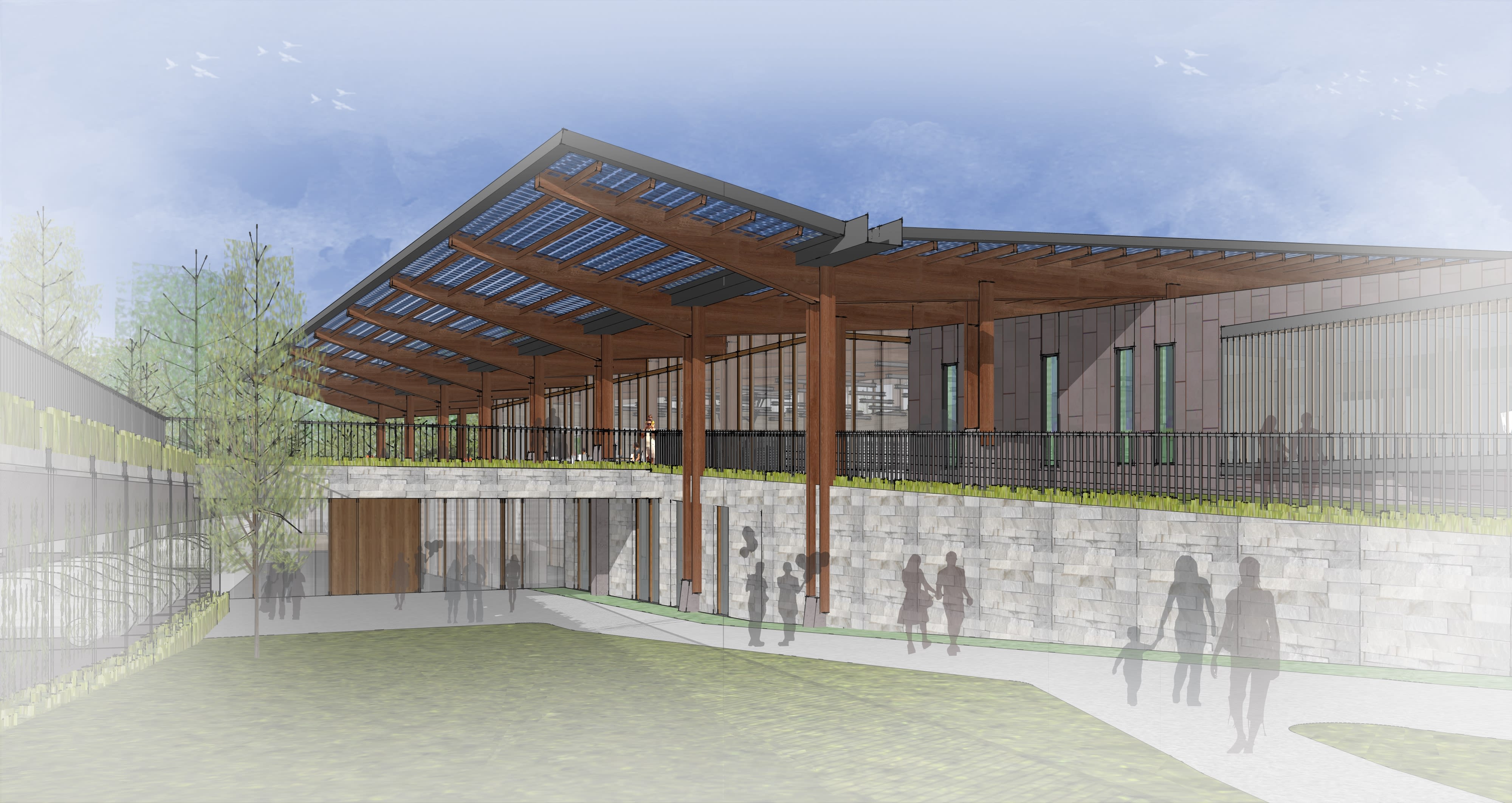 Screenshot of final building rendering in SketchUp