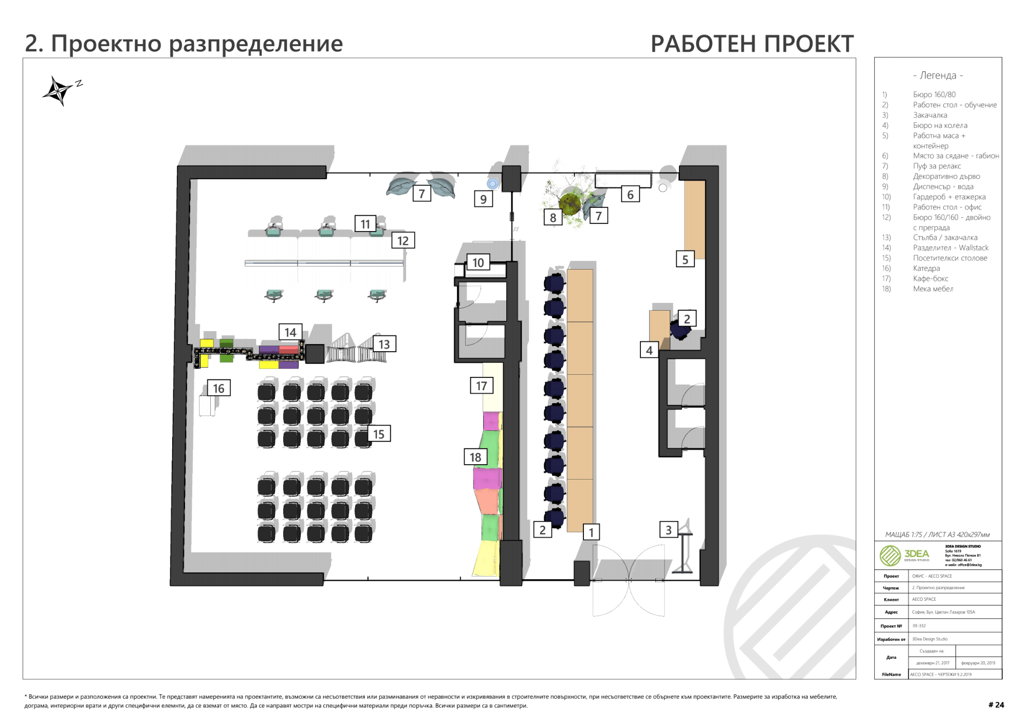 annotated floor plan of the AECO space.