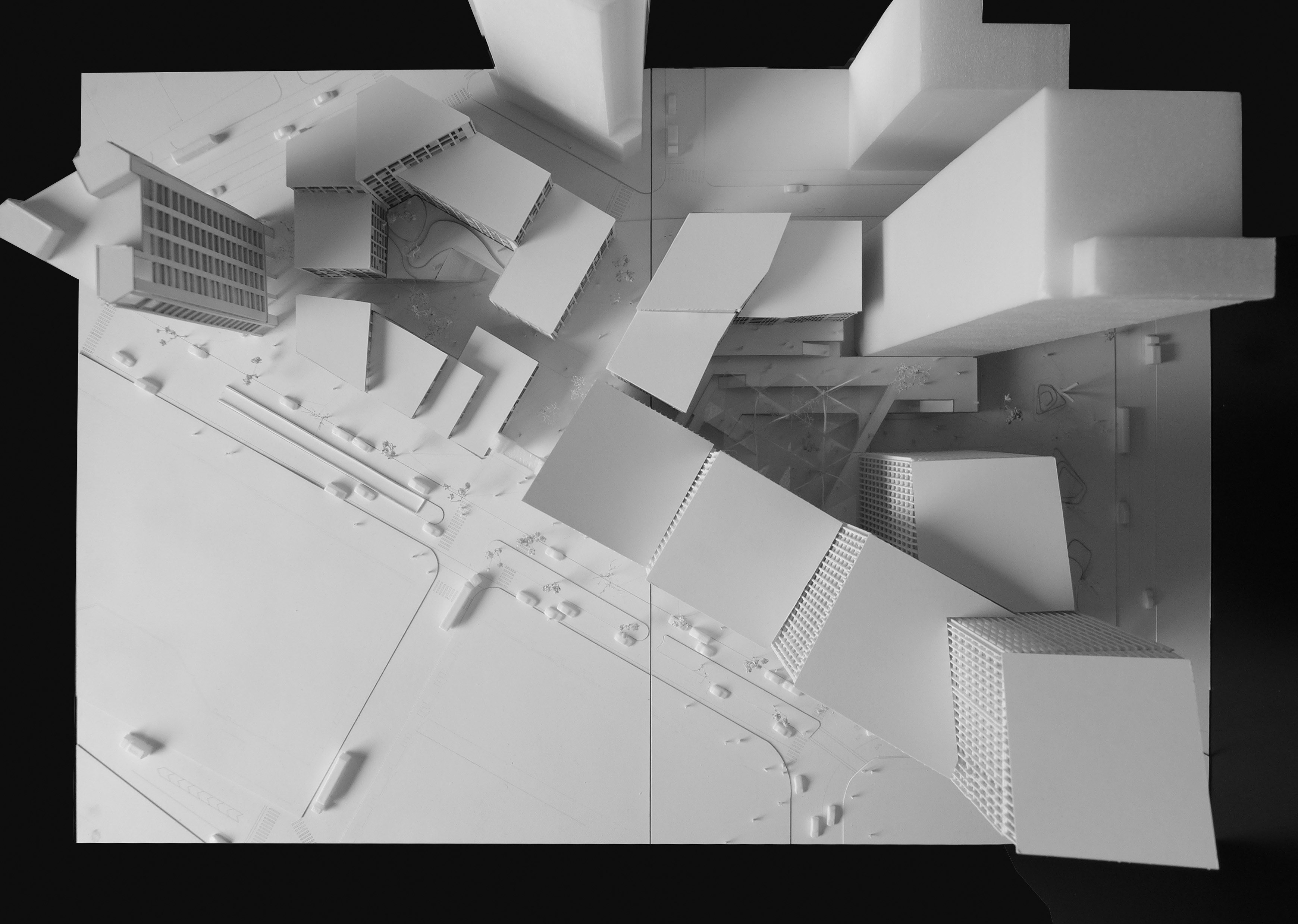 3D printed architectural model of multiple buildings 