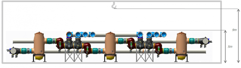 Typical diameter arrangement inside a building