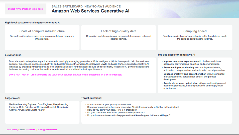 "New-to-GenAI" Battlecard for Greenfield Customers