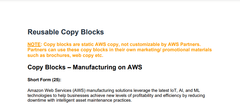 AWS Description by Word-Count for Manufacturing Industry