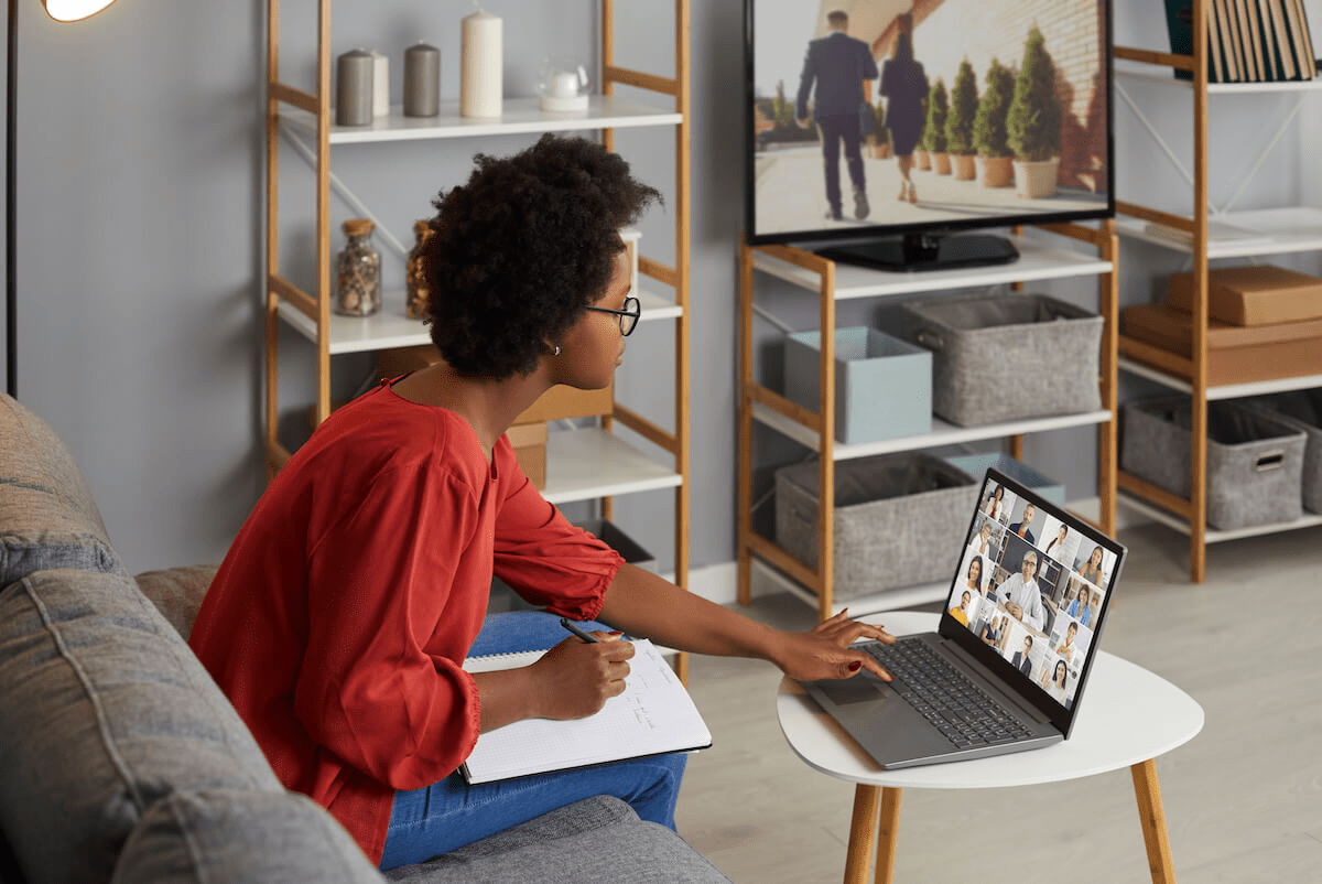 Telehealth solutions: entrepreneur having a meeting online