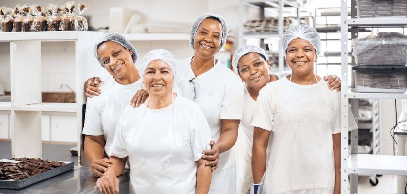 Group of workers in food manufacturing.