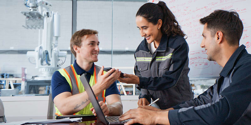 Group of workers having a meeting in an office.