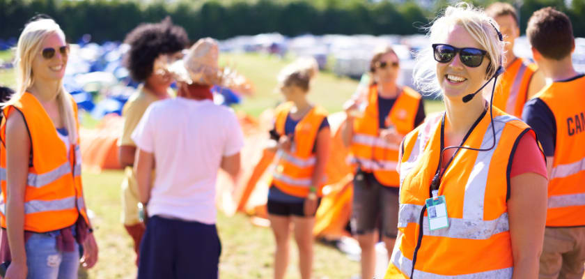 A group of event staff preparing for launch.