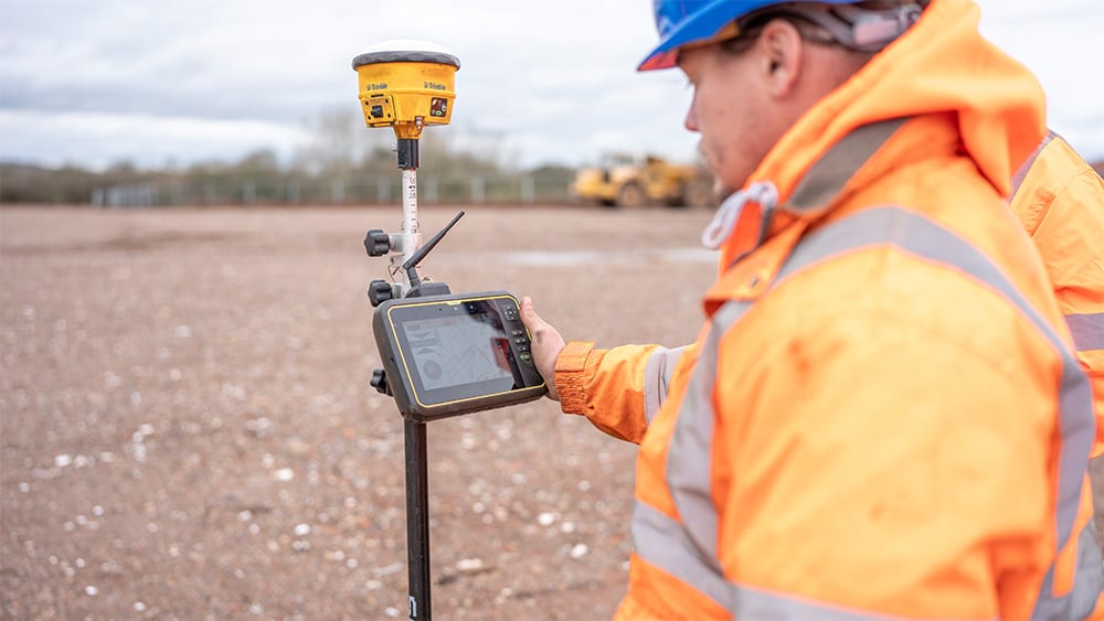 Surveyor using Trimble Siteworks