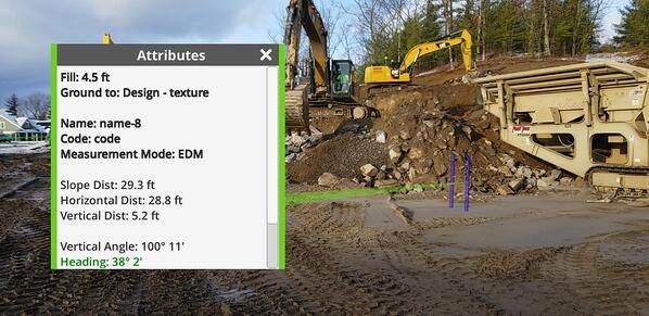 Using Trimble SiteVision to check cut/fill on a job-site using the Electronic Distance Measurement function.