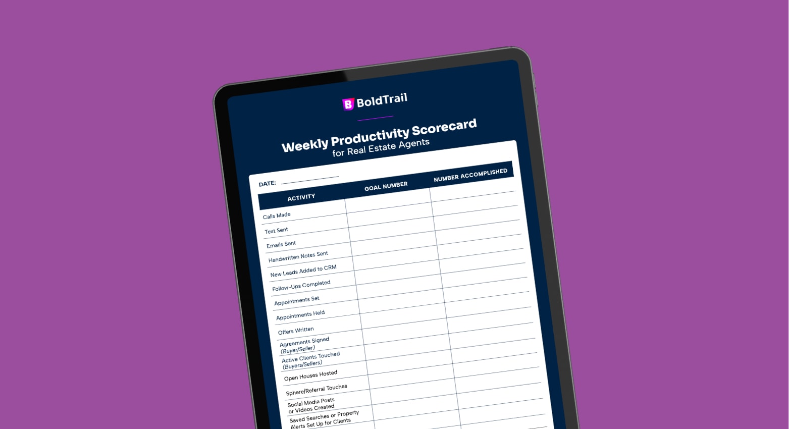 Weekly Productivity Scorecard for Real Estate Agents
