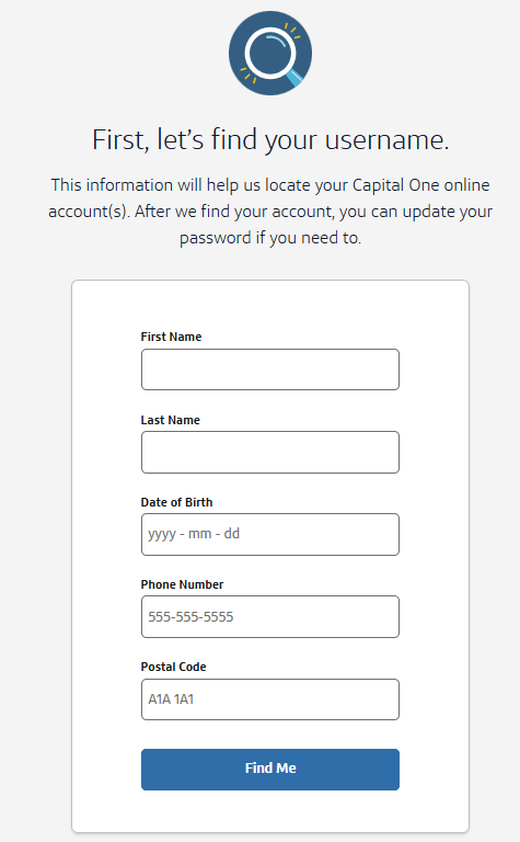 Provide your details to help find your username.