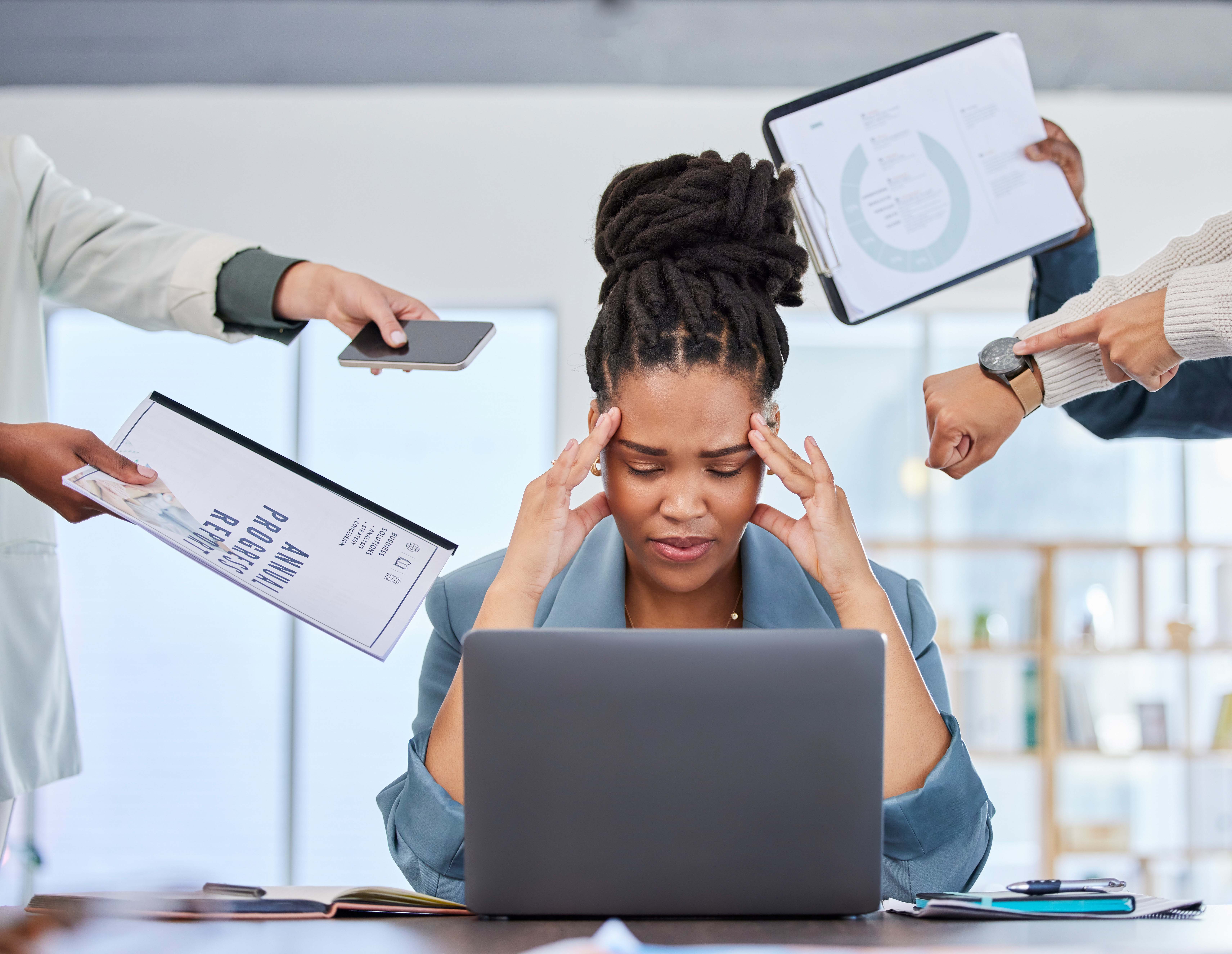 Black woman under pressure at work