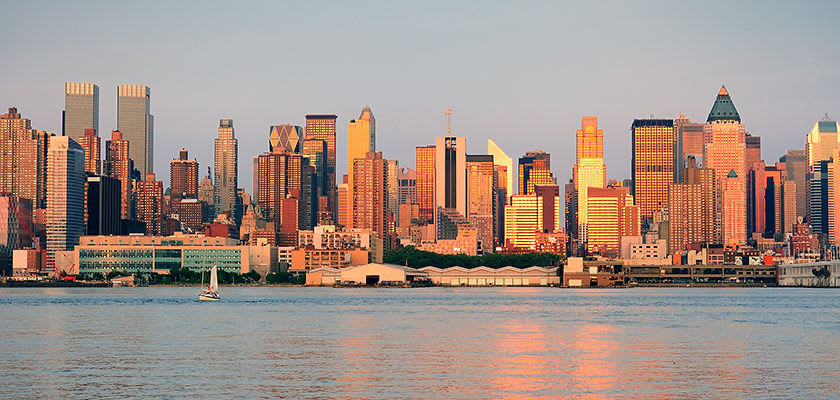 New York City scape at sunset