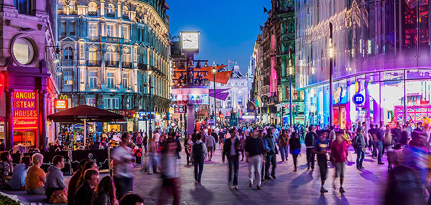 West End Covent Garden District in London at night