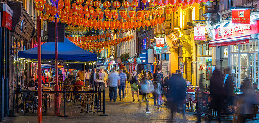 Chinatown in West End District London at night