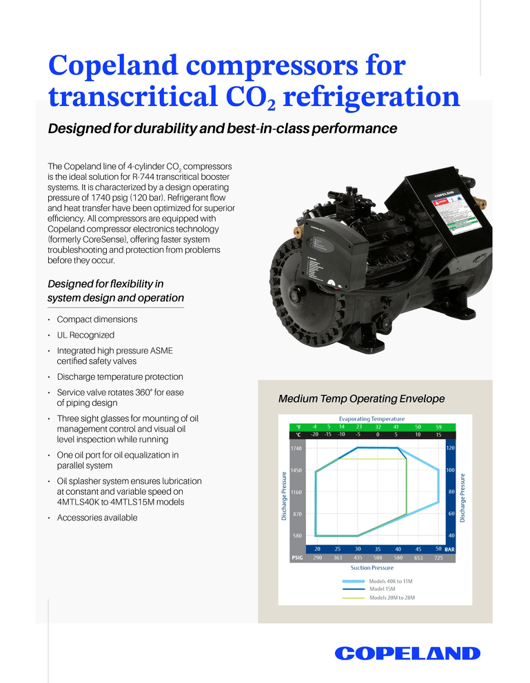 Copeland compressors for transcritical CO₂ refrigeration