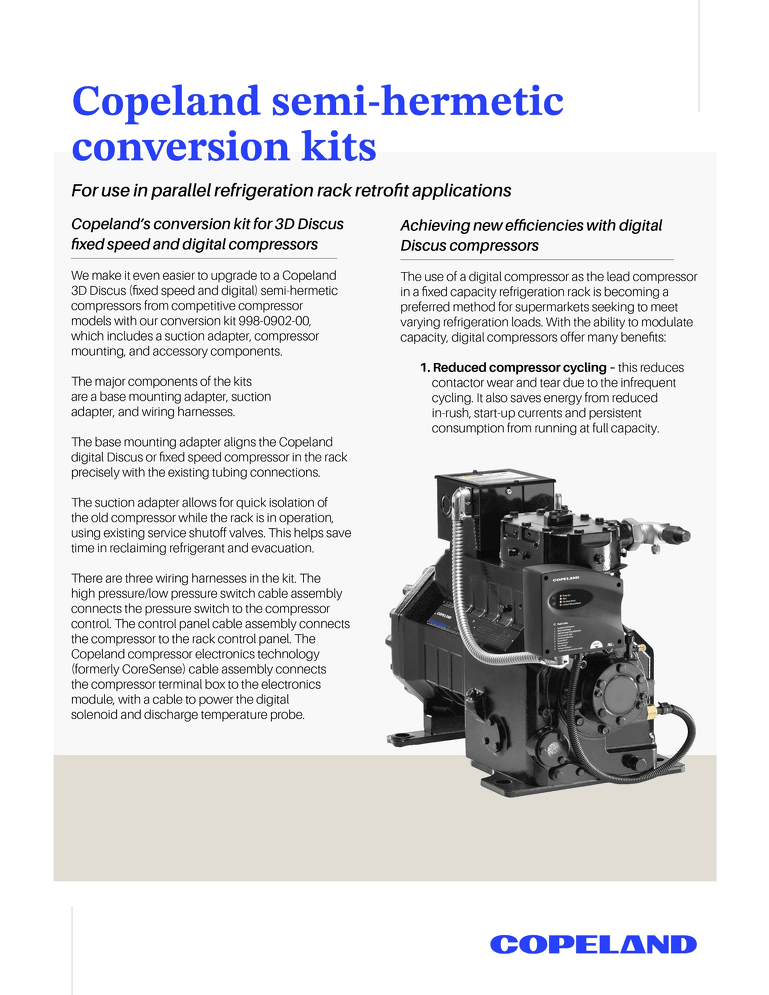 Copeland Semi-Hermetic Conversion Kits