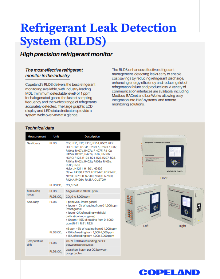 Refrigerant leak detection system (RLDS)