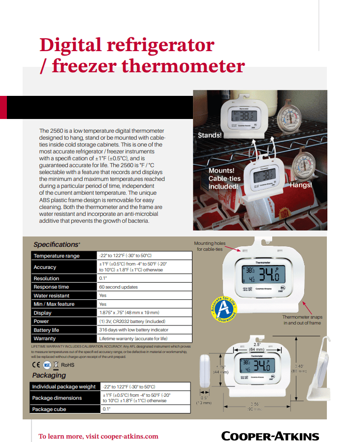Digital Refrigerator / Freezer Thermometer