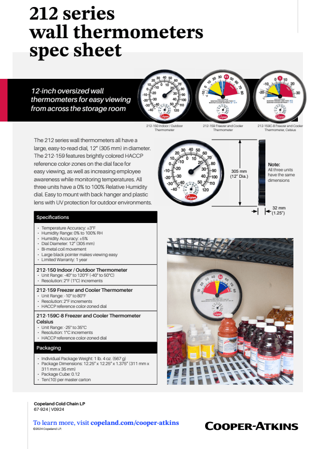 212 Series Wall Thermometers 67-924